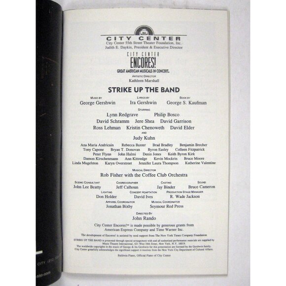 Strike Up the Band Playbill 1998 City Center Encores Lynn Redgrave Philip Bosco - Picture 6 of 9